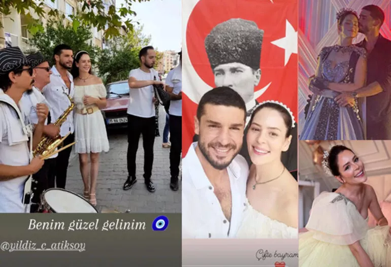 Güzel oyuncu Yıldız Çağrı Atiksoy kına gecesi yaptı! Berk Oktay davulla zurnayla piste çıktı!
