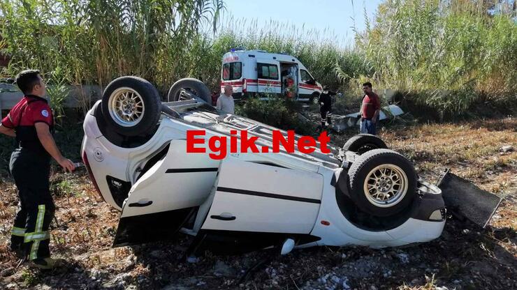 Takla atan otomobil tarlaya uçtu: 2 yaralı