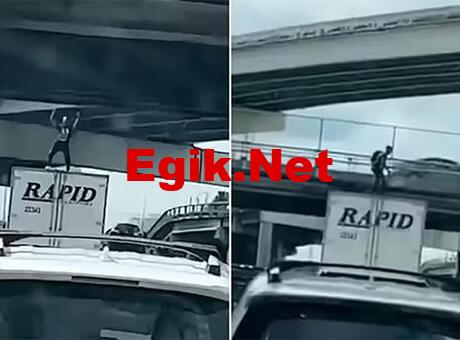 Kamyonun üstünde dans eden adam köprüye çarpıp öldü