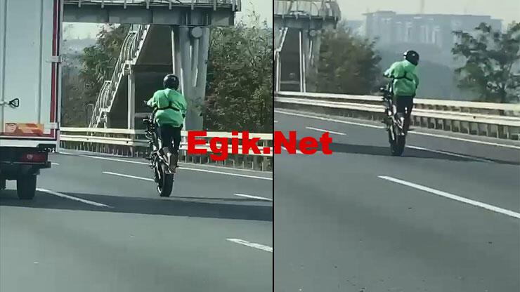 TEM'de motosikletlinin tehlikeli yolculuğu!