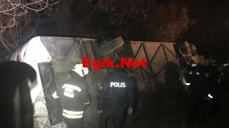 Yolcu otobüsü devrildi: 15 yaralı