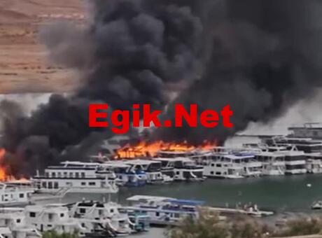 ABD’de marinadaki tekneler alev alev yandı