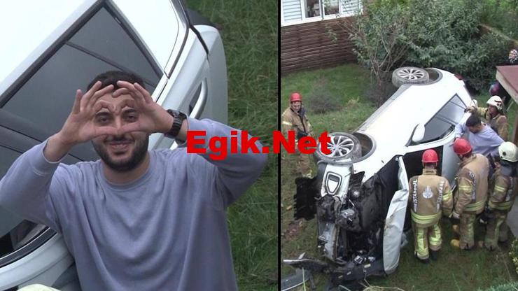 Aracıyla 4 metre uçtu, kameraya kalp işareti yaptı