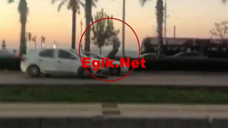 Film sahnesi değil gerçek: Seyir halindeki aracın üstüne böyle atladı