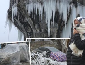 Anadolu’nun Sibirya’sı: Her şey buz tuttu! Hava sıcaklığı eksi 28’e düştü; ağaçlar dondu, otomobiller muşambayla kaplandı