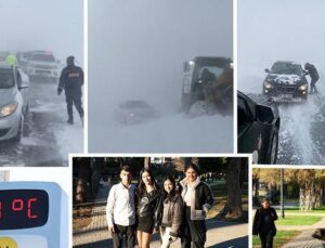 Bir yerde kar, tipi ve mahsur kalan araçlar; bir yerde ise 30 derecelik yaz havası