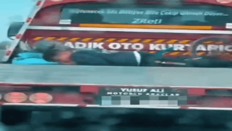 Çekicinin kasasında çocuk taşıyan sürücüye ceza