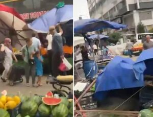 Bursa’da lodos pazar tezgahları devrildi