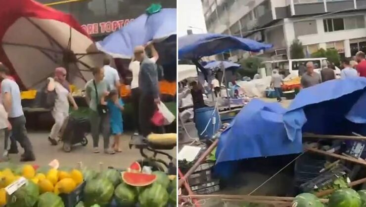 Bursa’da lodos pazar tezgahları devrildi