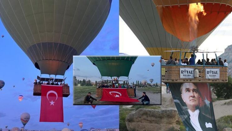 Kapadokya’da 19 Mayıs coşkusu! Türk bayrakları ve Atatürk posterleri…