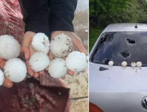 Şanlıurfa’da kar topu büyüklüğünde dolu yağdı