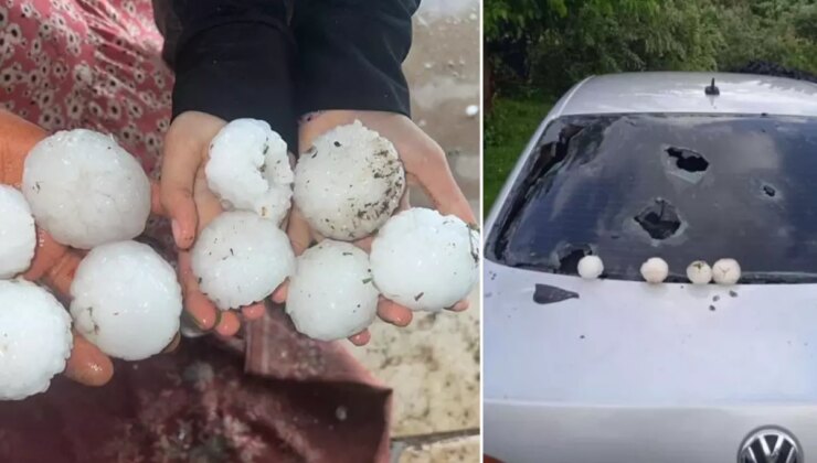 Şanlıurfa’da kar topu büyüklüğünde dolu yağdı