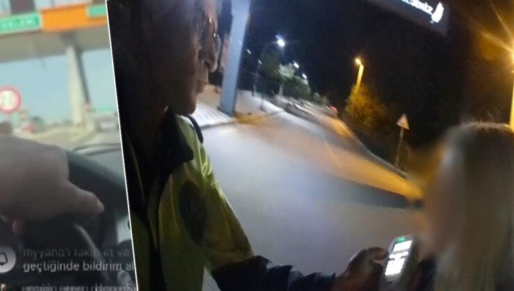 Ehliyetine el konulan kadın direksiyon başından canlı yayın açtı