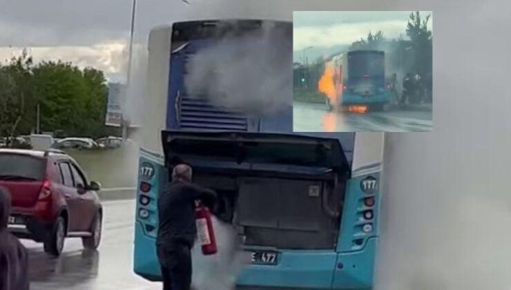 Faciadan kıl payı kurtuldular! Otobüs bir anda alev aldı, yolcular zor kaçtı