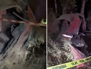 Otomobil ağaçlık alana düştü: 2 ölü