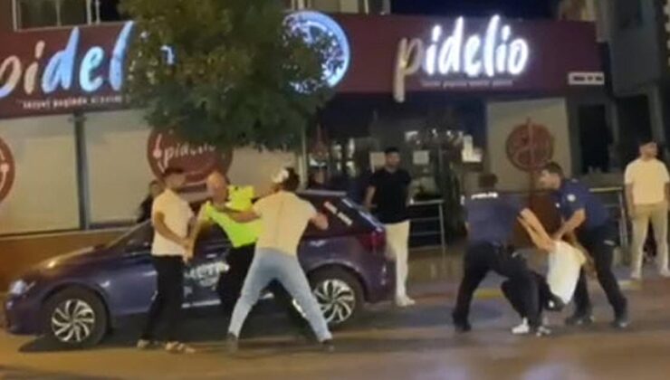 İzmir’de polise saldırı kamerada: 2 tutuklama