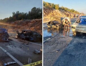 Araçlar bile tanınamaz hale geldi! 3 kişi yanarak hayatını kaybetti