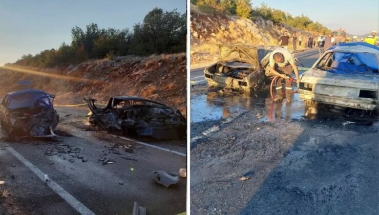 Araçlar bile tanınamaz hale geldi! 3 kişi yanarak hayatını kaybetti