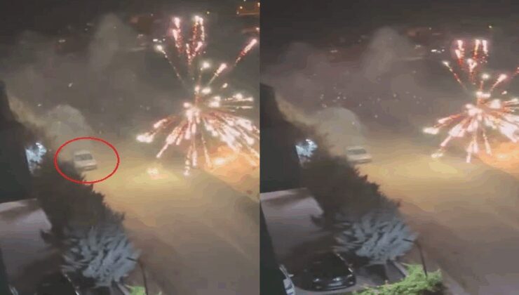 Araçtan atılan havai fişek felaketi doğurdu: O anlar kamerada
