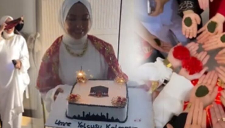 Bu da oldu! Umre kınası yapıp, Kabe temalı pasta kestiler