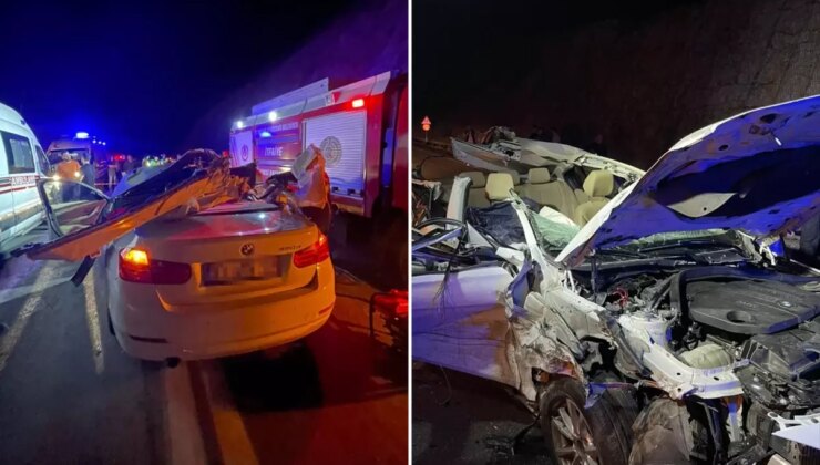 Hurdaya dönen otomobilde yaşlı çifti ölüm ayırdı