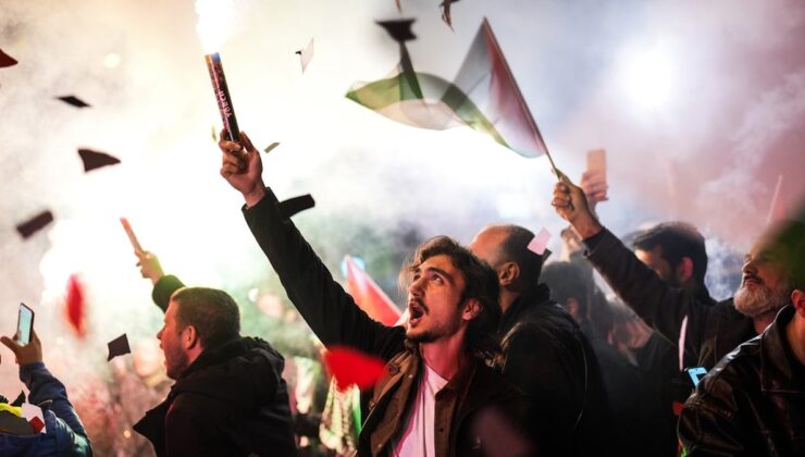 İsrail Konsolosluğu önünde Filistin’e destek eylemi