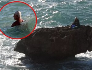 Kayalıkta mahsur kaldı, ekipleri beklemekten sıkılınca kendi kendini kurtardı