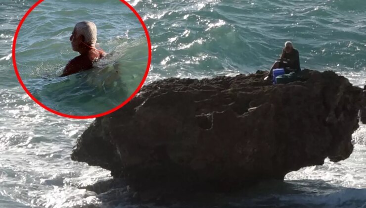 Kayalıkta mahsur kaldı, ekipleri beklemekten sıkılınca kendi kendini kurtardı