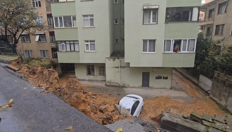 Maltepe’de istinat duvarı 3 aracın üzerine çöktü