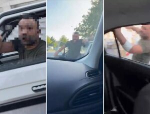 Trafik magandası kadınlara dehşeti yaşattı! Hakaret yağdırıp aracı yumrukladı