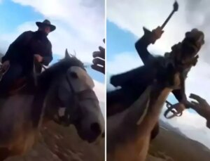 Yılkı atlarını fotoğrafını çekmek isterken kırbaçlı saldırıya uğradılar