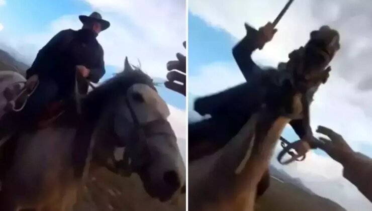 Yılkı atlarını fotoğrafını çekmek isterken kırbaçlı saldırıya uğradılar