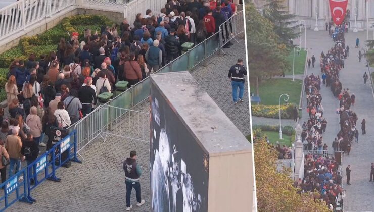 Dolmabahçe’de oluşan yoğunluk havadan böyle görüntülendi