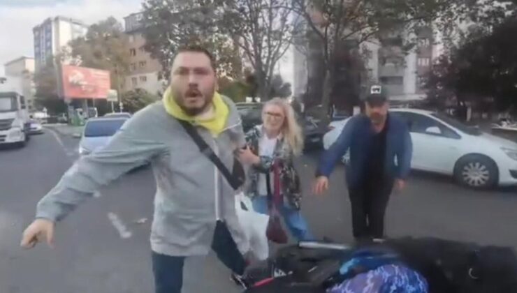 İstanbul’da motosikletli kişiye tekme tokat saldırı