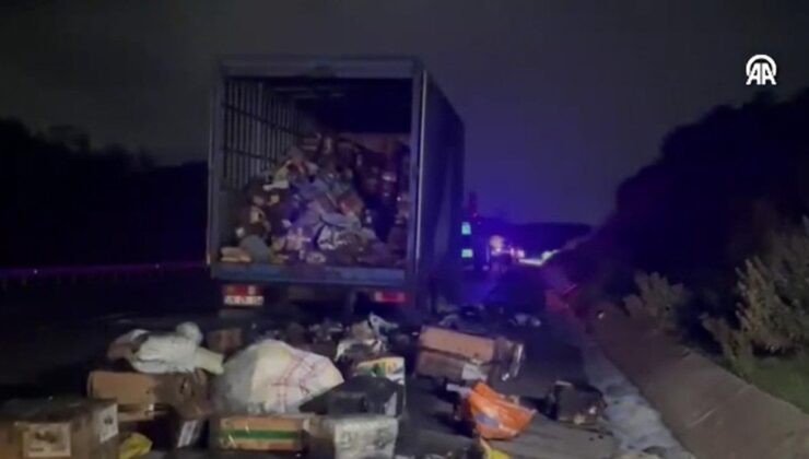 Kuzey Marmara Otoyolu’nda kamyon yandı