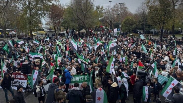 Fatih’te Suriye bayraklarıyla kutlama