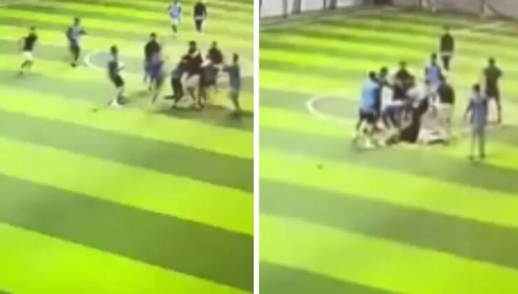 Halı sahada meydan savaşı! Birbirlerine acımadan vurdular