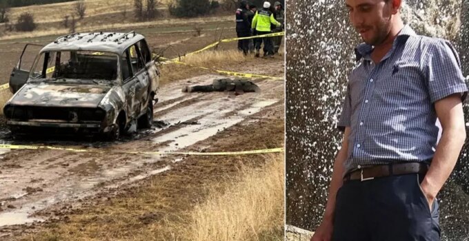 Resmen vahşet! Yanmış otomobilin yanında bulunan cesedin başı kayıp