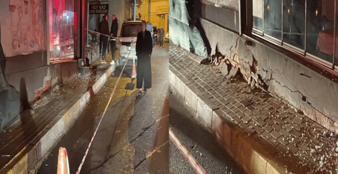 Sarıyer’de zemininde kayma oluşan bina gecekonduya yaslandı