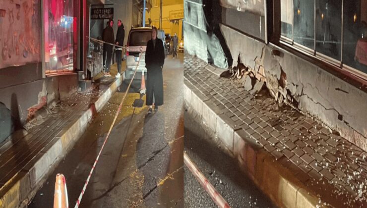 Sarıyer’de zemininde kayma oluşan bina gecekonduya yaslandı