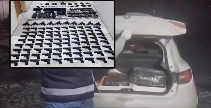 Seyyar cephanelik gibi araç polis çevirmesiyle fark edildi