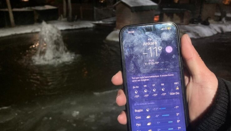 Başkentin simgesi buz tuttu! Hava -11 dereceye kadar düştü