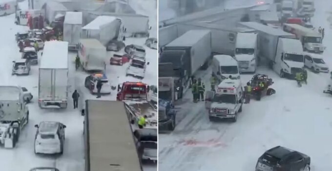 Otoyol savaş alanına döndü: 100’den fazla araç birbirine girdi