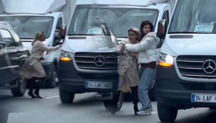 Topuklu çizmeleriyle trafiği birbirine kattı!