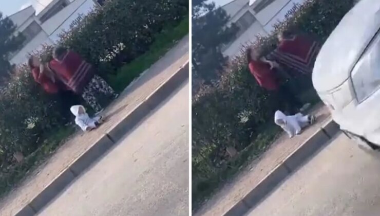 Dilenci kadınların saç saça baş başa kavgasında olan küçük bebeğe oldu