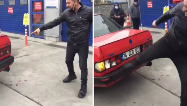 Sunulan gerekçe çıldırttı: TÜVTÜRK’ün önünde sinir krizi geçiren vatandaş aracını parçaladı