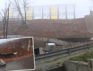 Maltepe’de ortaokulun istinat duvarı çöktü: Okul tatil edildi