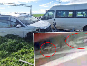 Öğrenci servis minibüsü ile otomobil çarpıştı: 13 yaralı