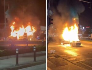 Seyir halindeyken alev alev yandı