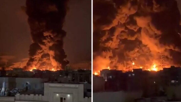 Tahran’da vurulan petrol deposunun yeni görüntüsü